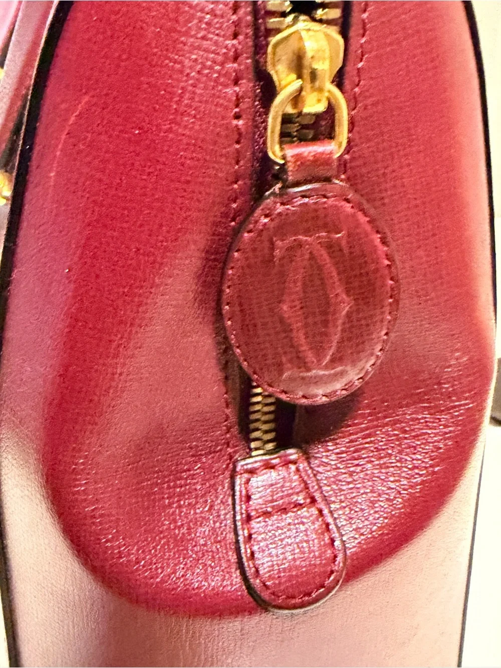 Must de Cartier Bordeaux Leather Bag Vintage Tote Authentic with Dust Bag & COA
